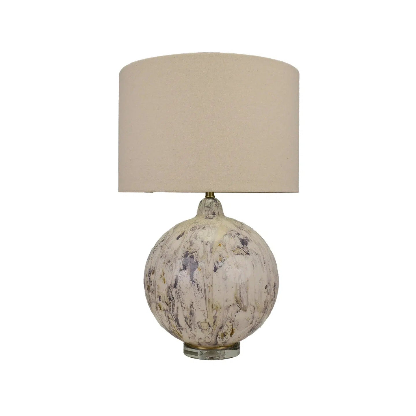 Gold Marble Lamp with Oatmeal Linen Shade and Crystal Base