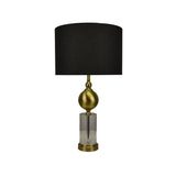 Gold and Crystal Lamp with Black Linen Shade