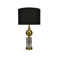 Gold and Crystal Lamp with Black Linen Shade