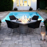 Grey Capri Firepit Set, Firepit Table 4 Dark Grey Chairs