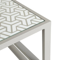 Grey Patterned Riviera Retreat, Glass Garden Side Table