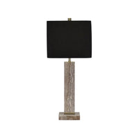 Grey Stone Lamp with Black Linen Shade