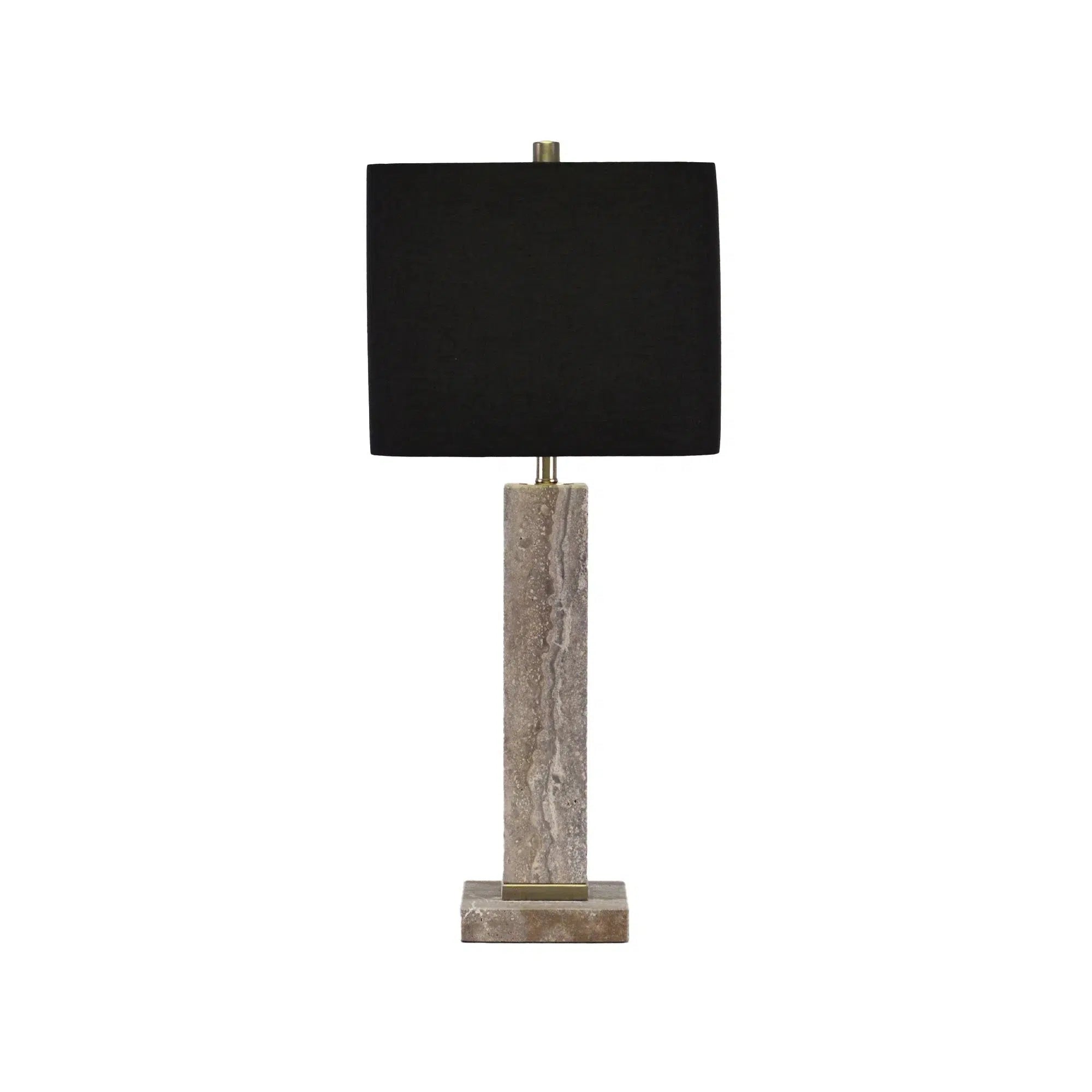 Grey Stone Lamp with Black Linen Shade