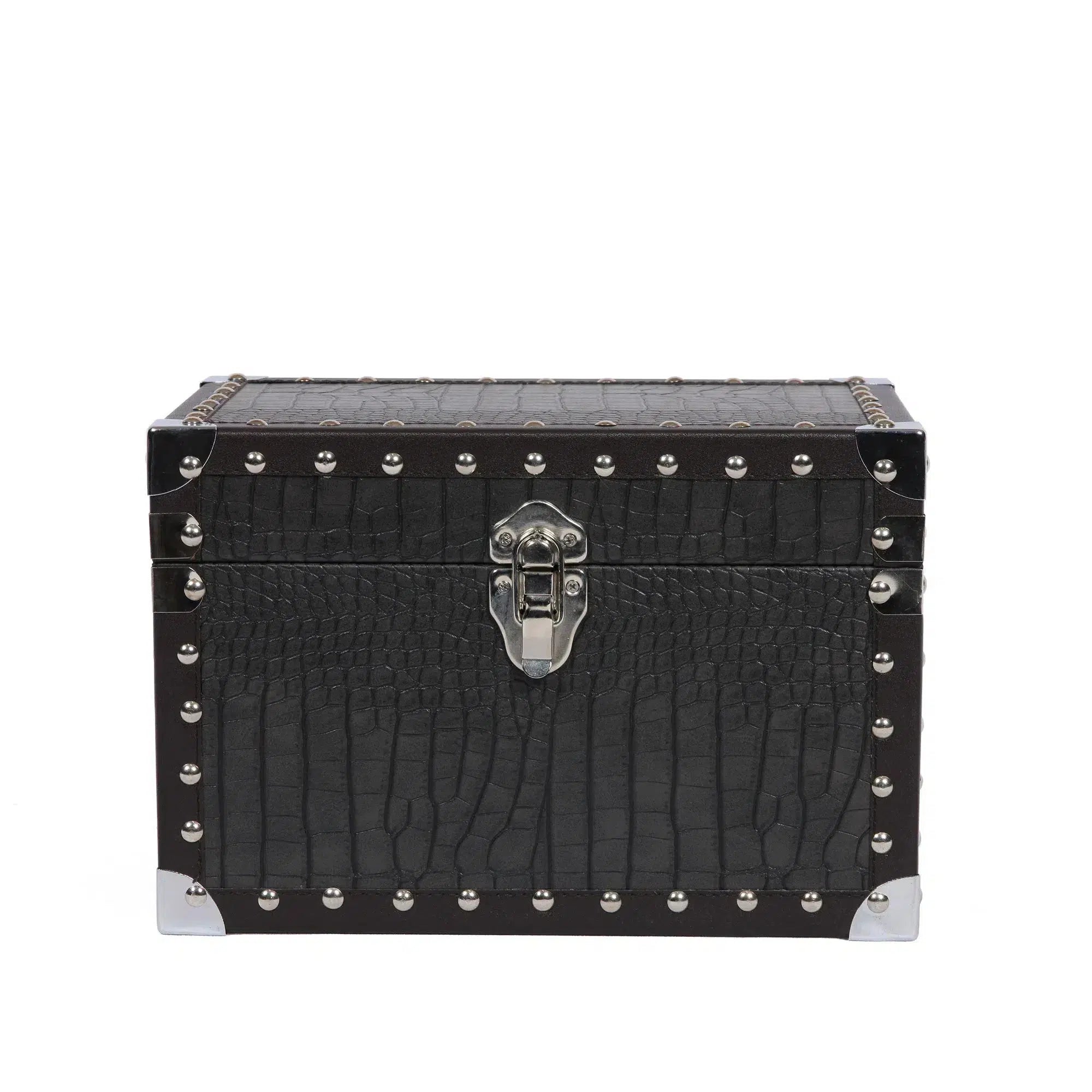 Jewellery Vanity Trunk - Matt Black Crocodile