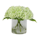 Light Green Artificial Hydrangea Arrangement in Cylindrical Vase - Large