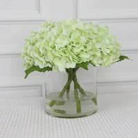 Light Green Artificial Hydrangea Arrangement in Cylindrical Vase - Large