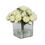 Light Green Artificial Rose Arrangement in Square Vase - Large