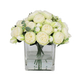 Light Green Artificial Rose Arrangement in Square Vase - Large