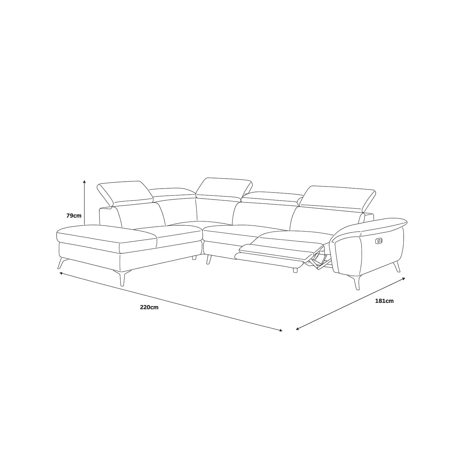 Loretta - Recliner Corner Sofa with Storage - Left Hand