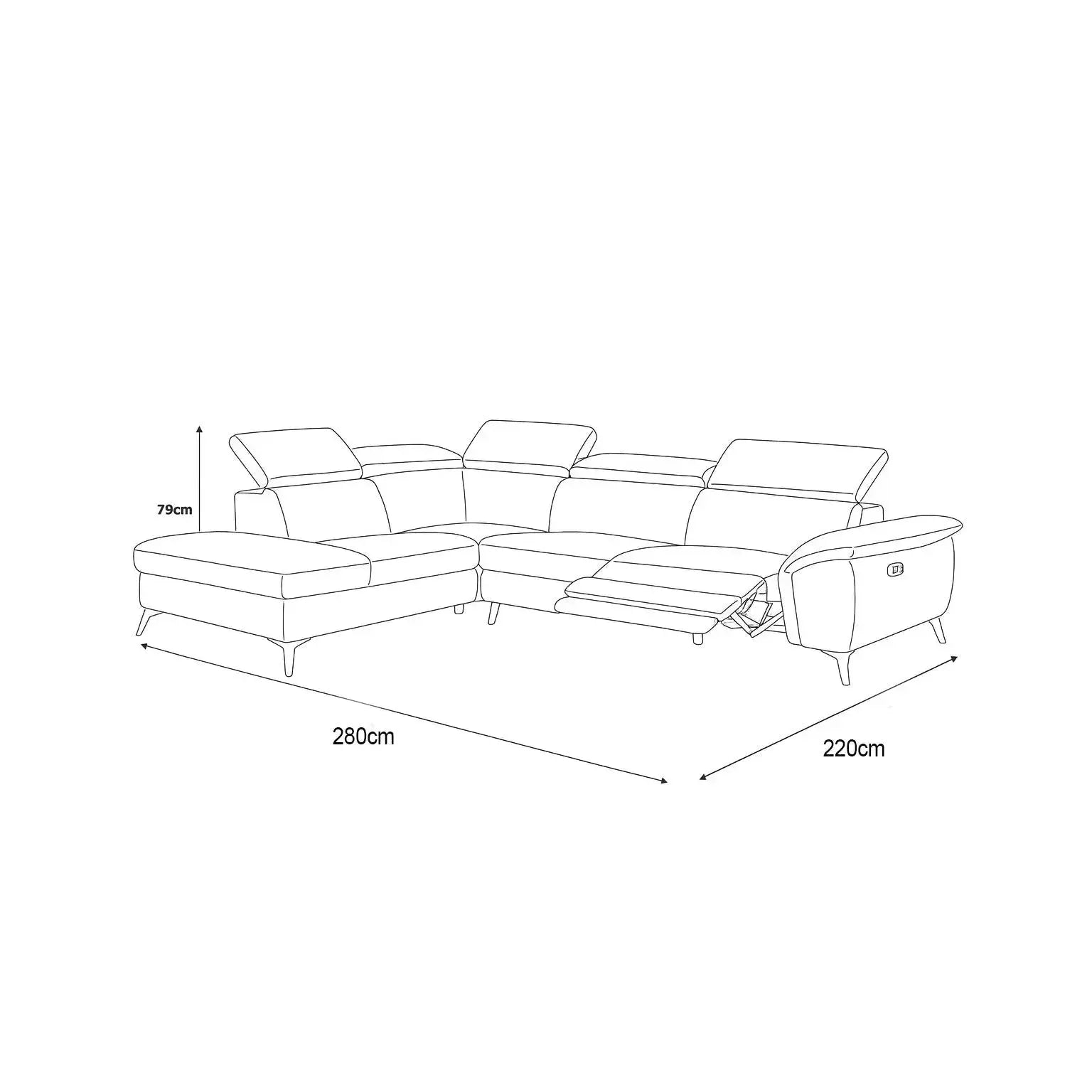 Loretta - Recliner Corner Sofa with Storage - Left Hand
