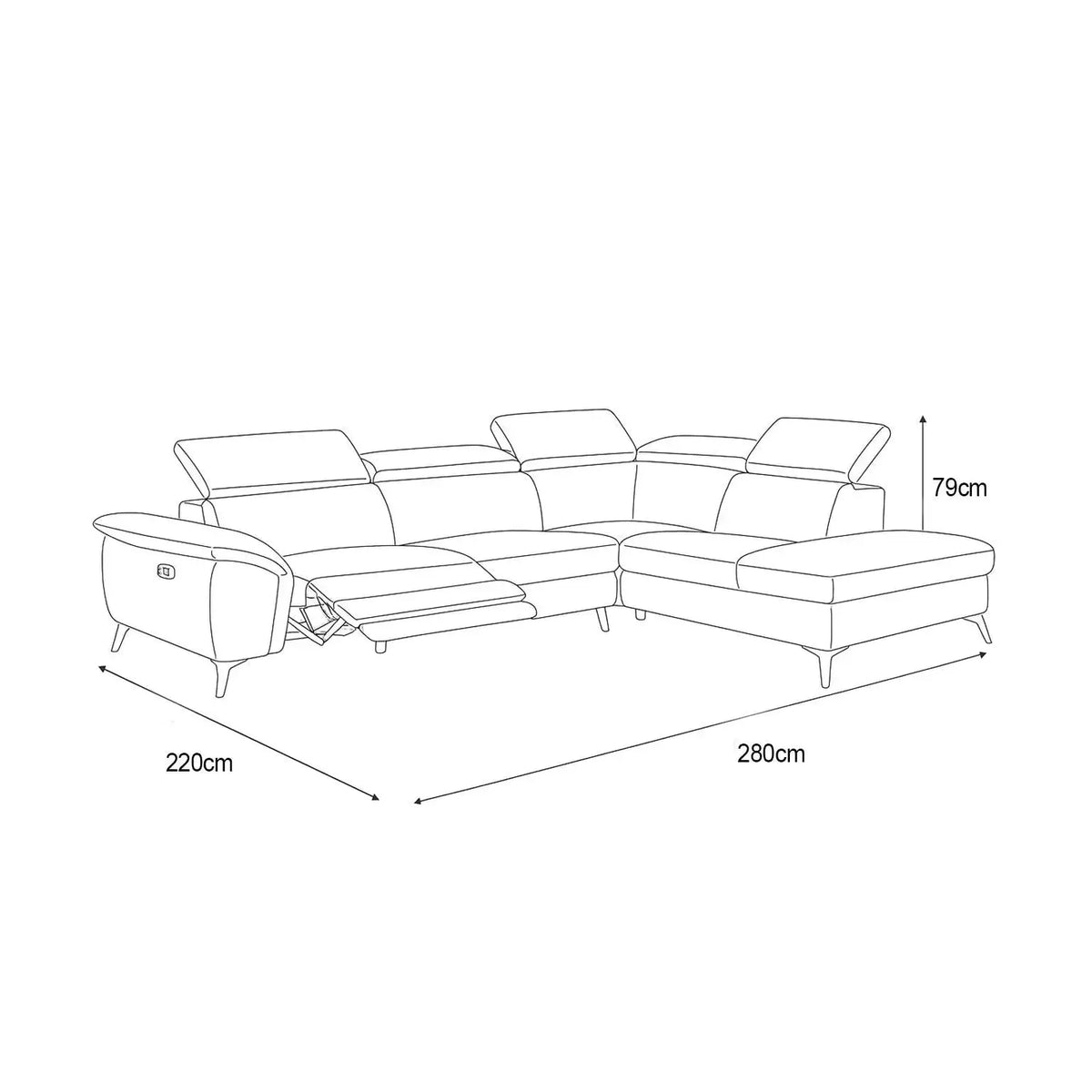 Loretta - Recliner Corner Sofa with Storage - Right Hand