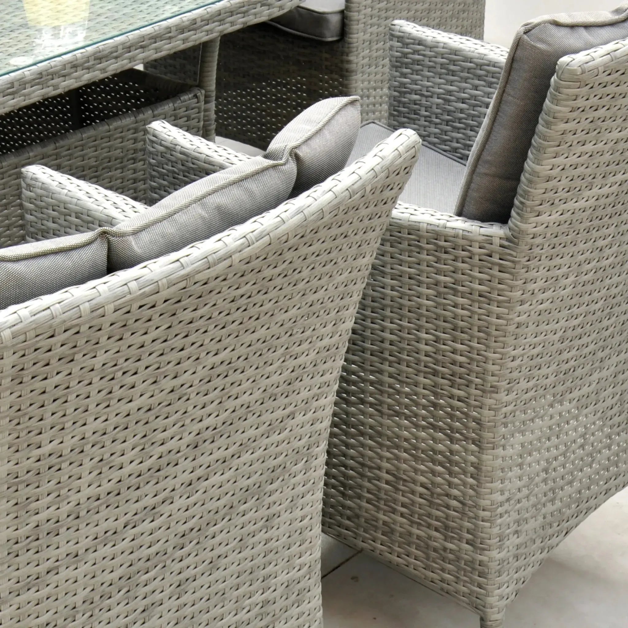 Lucia 160x100 Table & 6 Dining Chairs Outdoor Set – Goose Grey with Grey Cushions