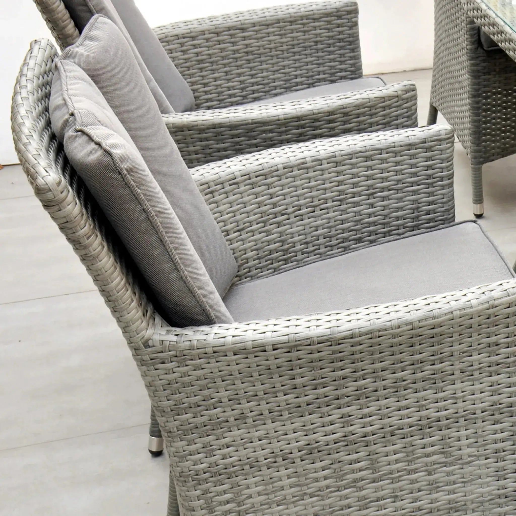 Lucia 160x100 Table & 6 Dining Chairs Outdoor Set – Goose Grey with Grey Cushions