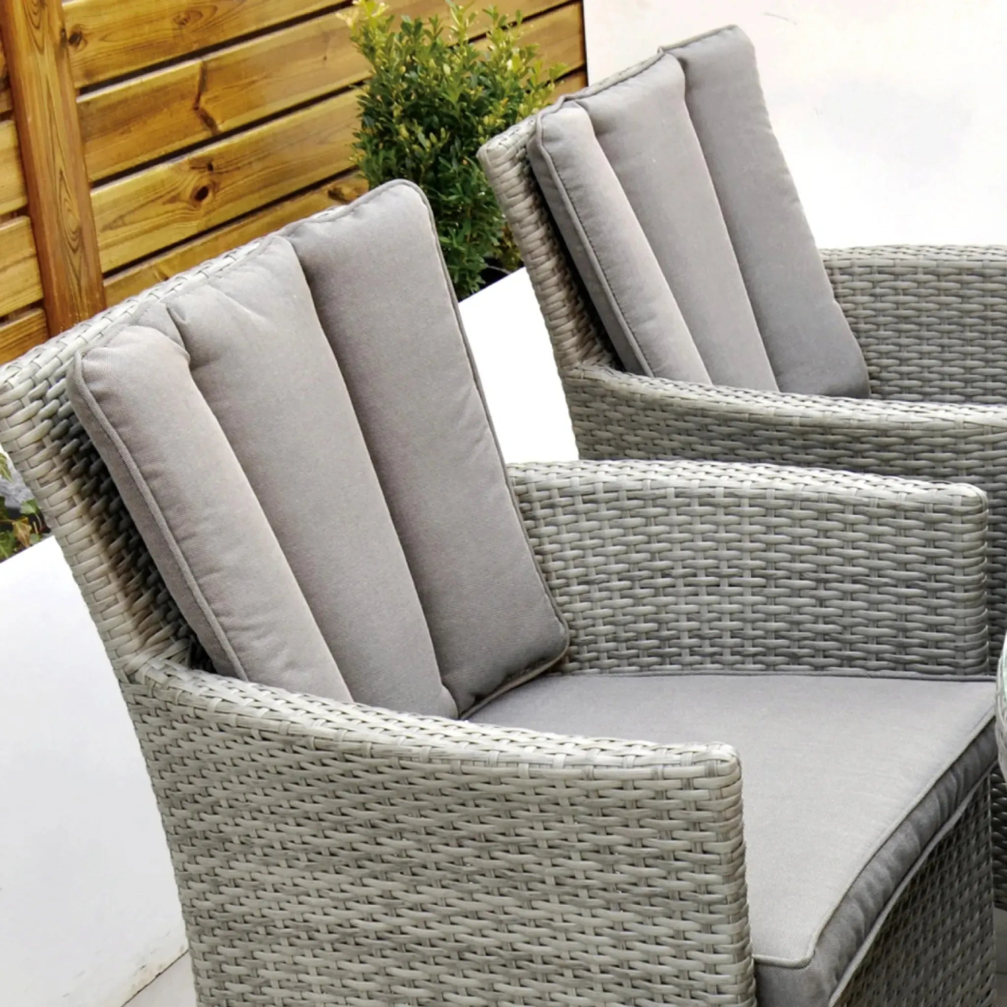 Lucia 160x100 Table & 6 Dining Chairs Outdoor Set – Goose Grey with Grey Cushions