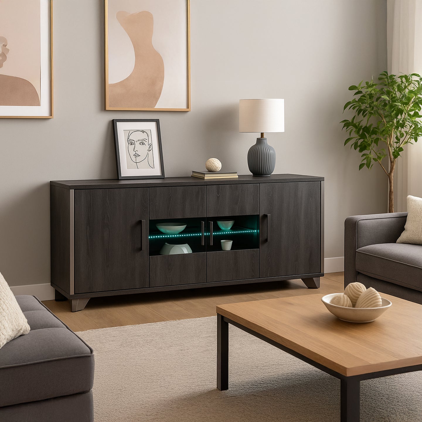Lusso - Sideboard 4 Doors with LED