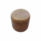 Maeto Leather Pouffe - Brown