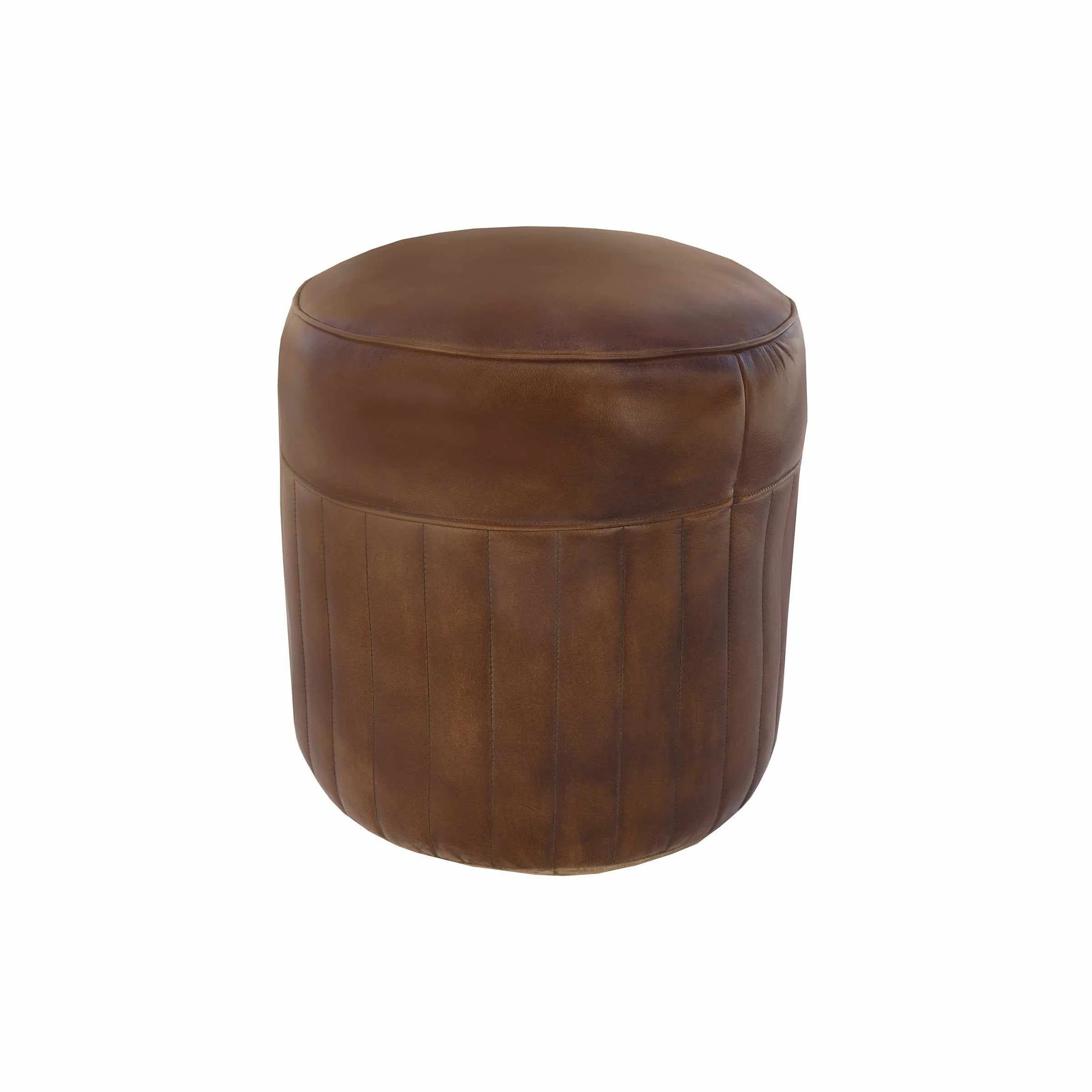 Maeto Leather Pouffe - Brown