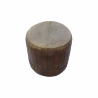 Maeto Leather Pouffe - Dark Grey