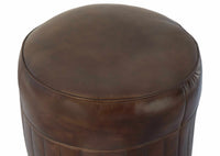 Maeto Leather Pouffe - Dark Grey