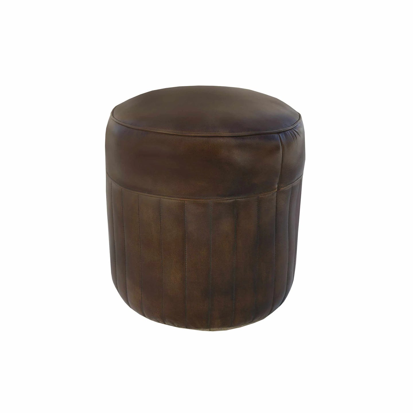 Maeto Leather Pouffe - Dark Grey