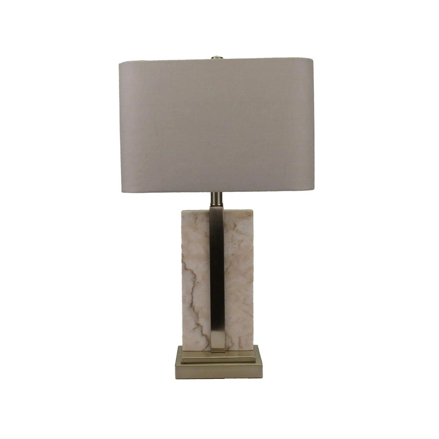 Marble and Nickel Lamp with Grey Shade