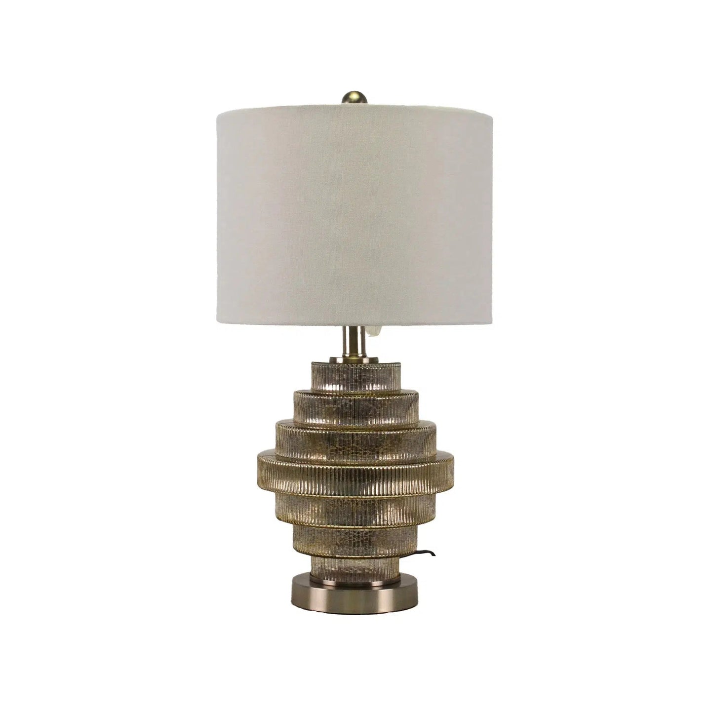 Mercury Silver Glass Lamp with White Linen Shade