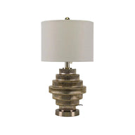 Mercury Silver Glass Lamp with White Linen Shade