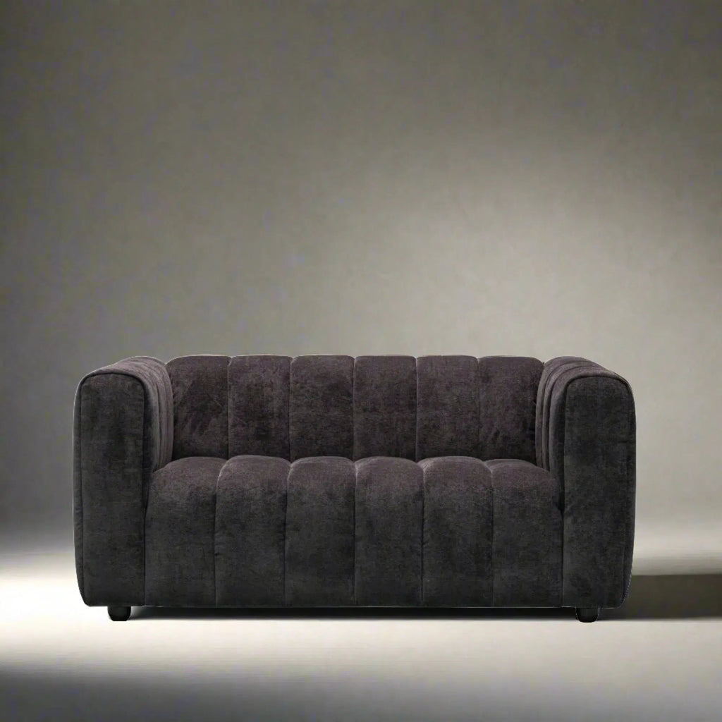 Messina 2 Seater Classic Black Fabric Sofa