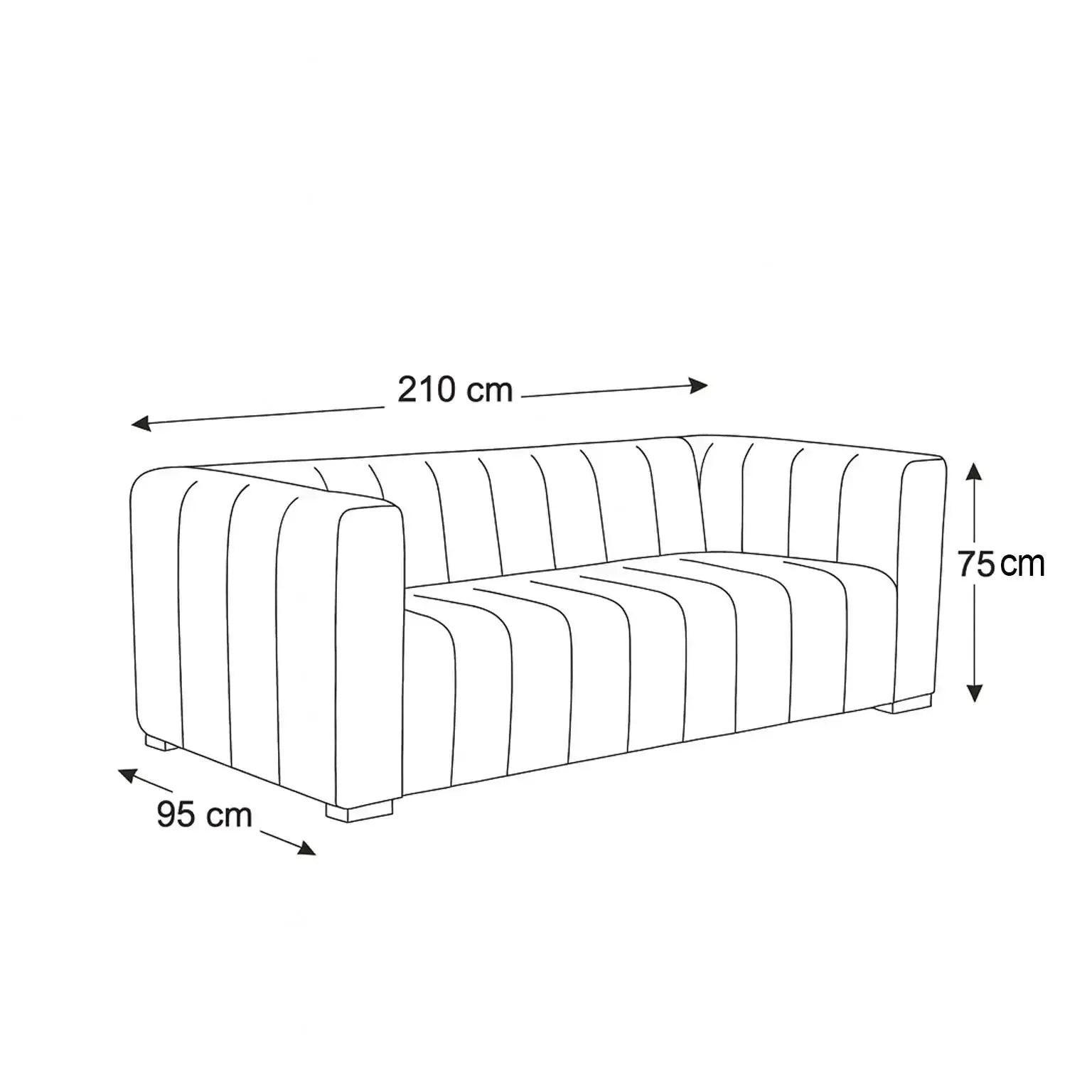 Messina - 3 Seater Sofa - Classic Black