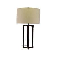 Metal Stand Lamp with Oatmeal Shade