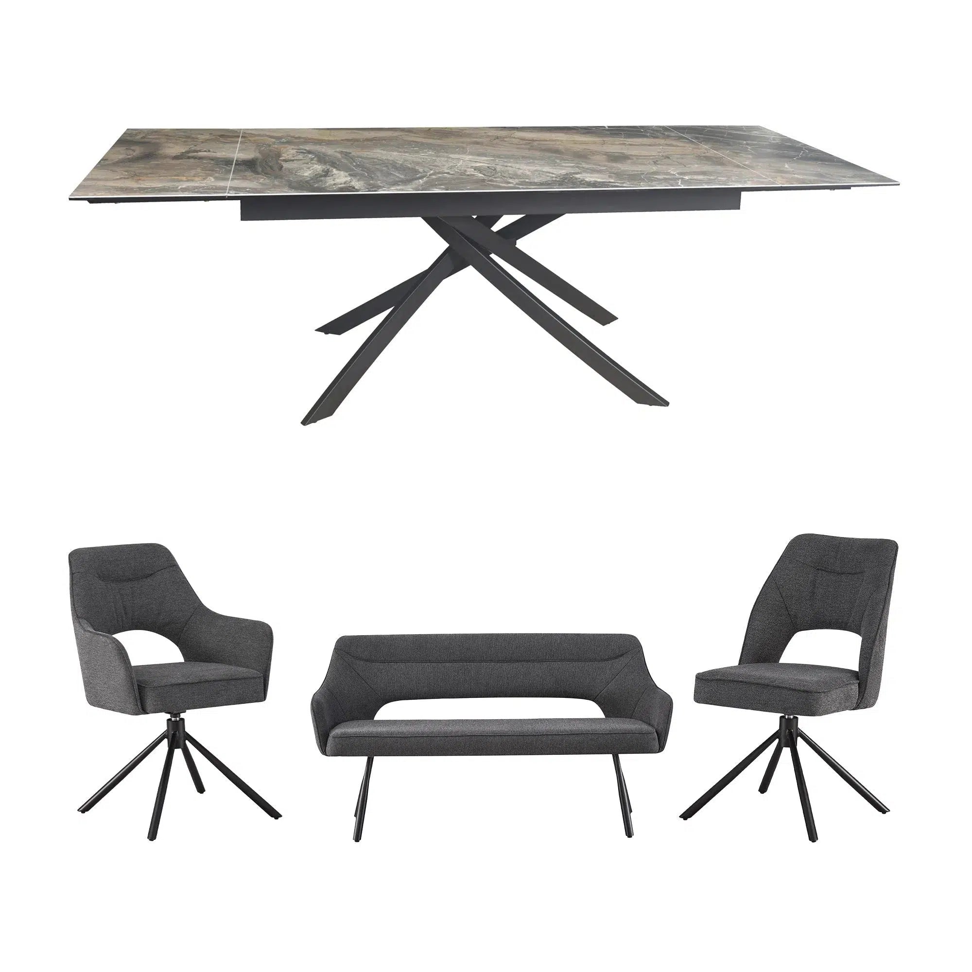 Nero Dining Table & Zuri Dining Bench & Chair set