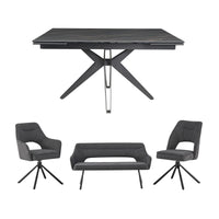 Nerva Extending Dining Table, Zuri Bench & Chair Set