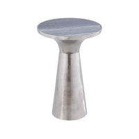 Nickle Plated Side Table with Grey Marble Top