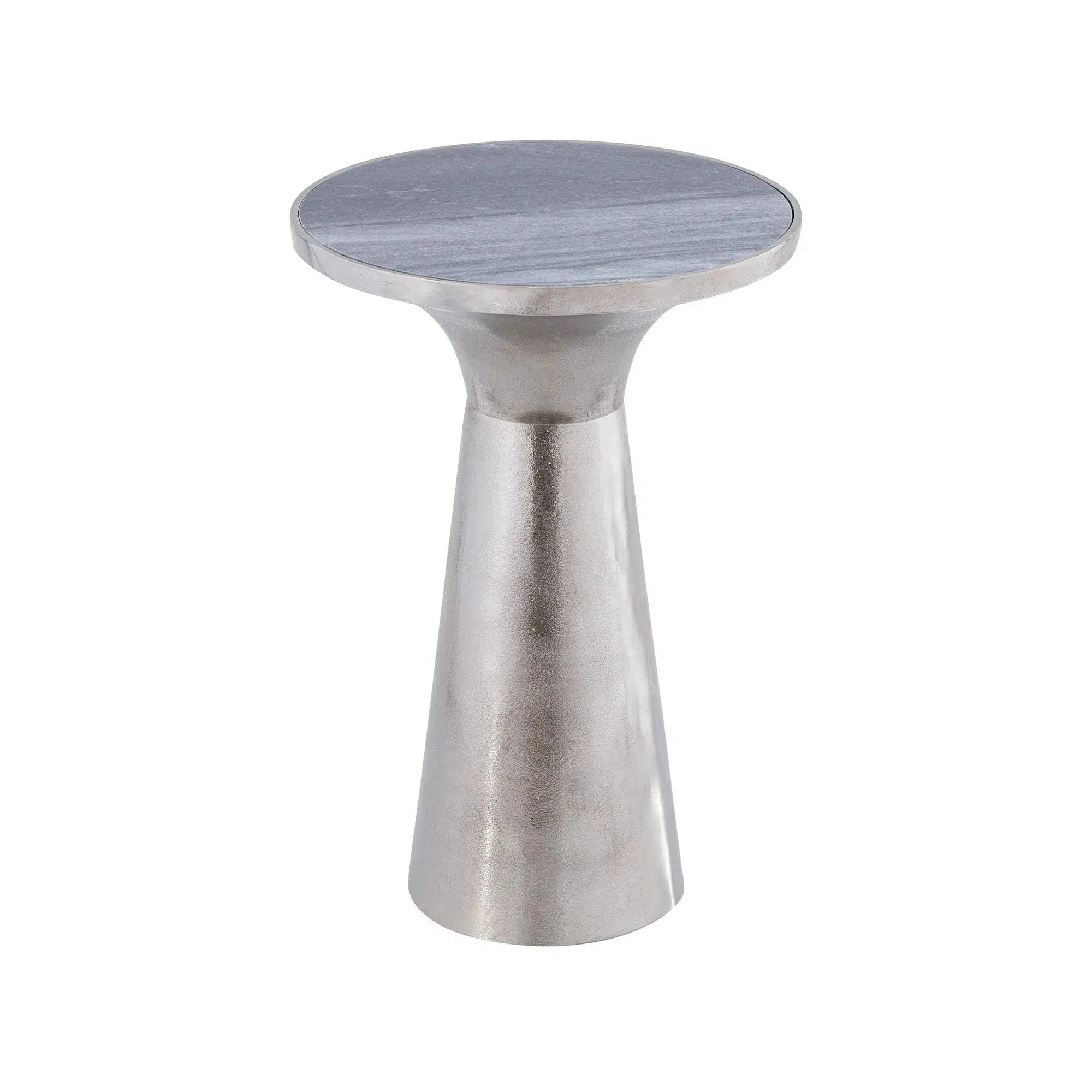 Nickle Plated Side Table with Grey Marble Top