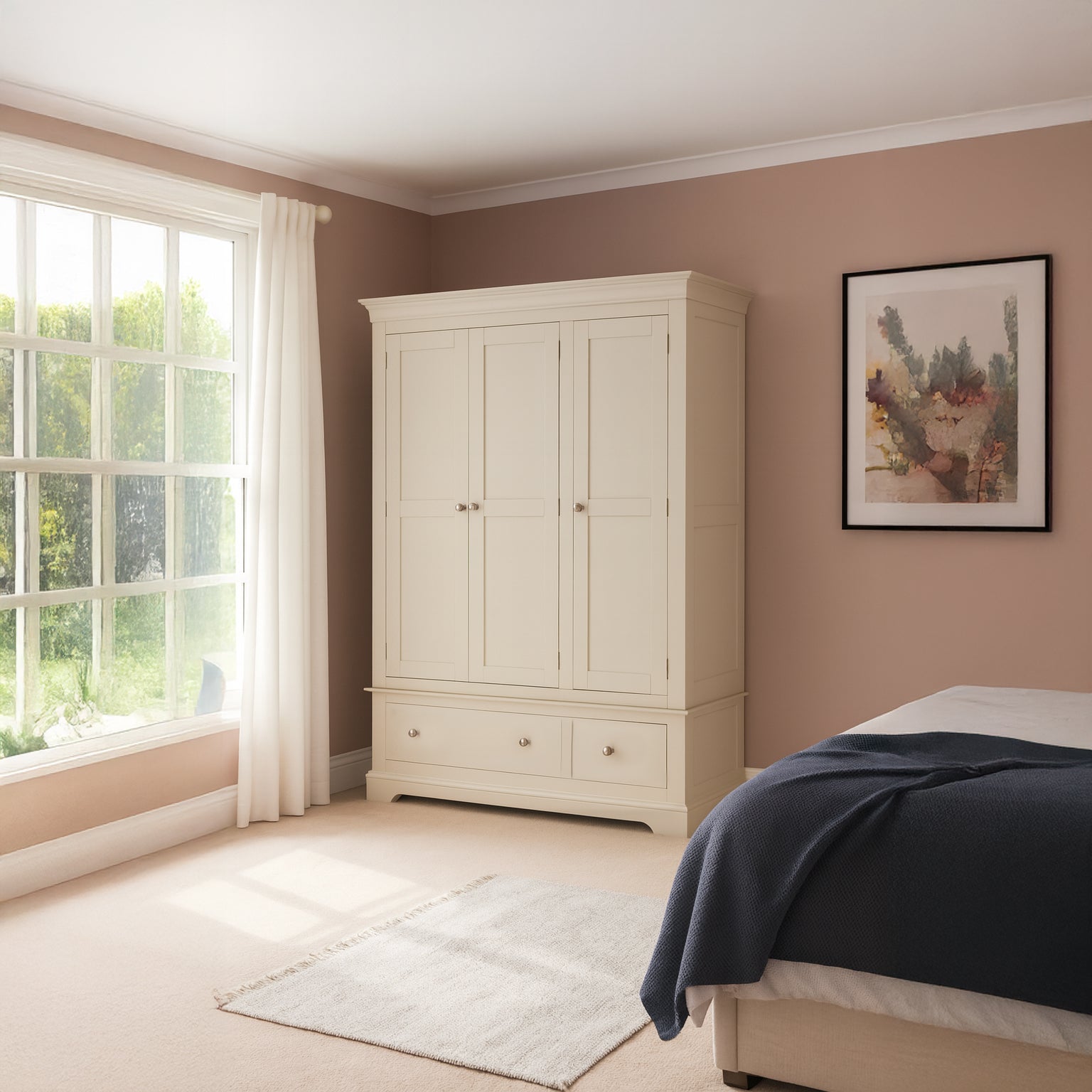 Provence - 3 Door 2 Drawer Wardrobe - Cream