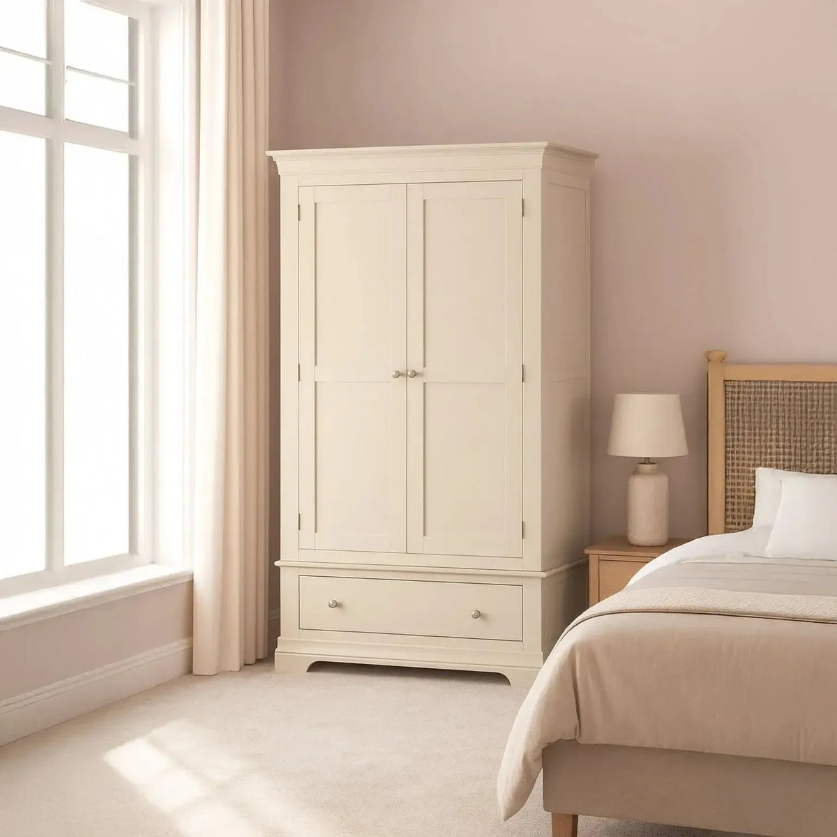 Provence - 2 Door Wardrobe with Drawer - Cream