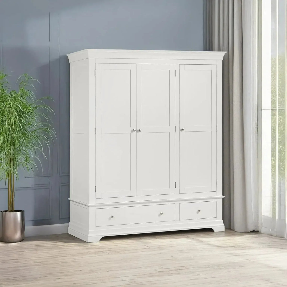 Provence - 3 Door 2 Drawer Wardrobe - White