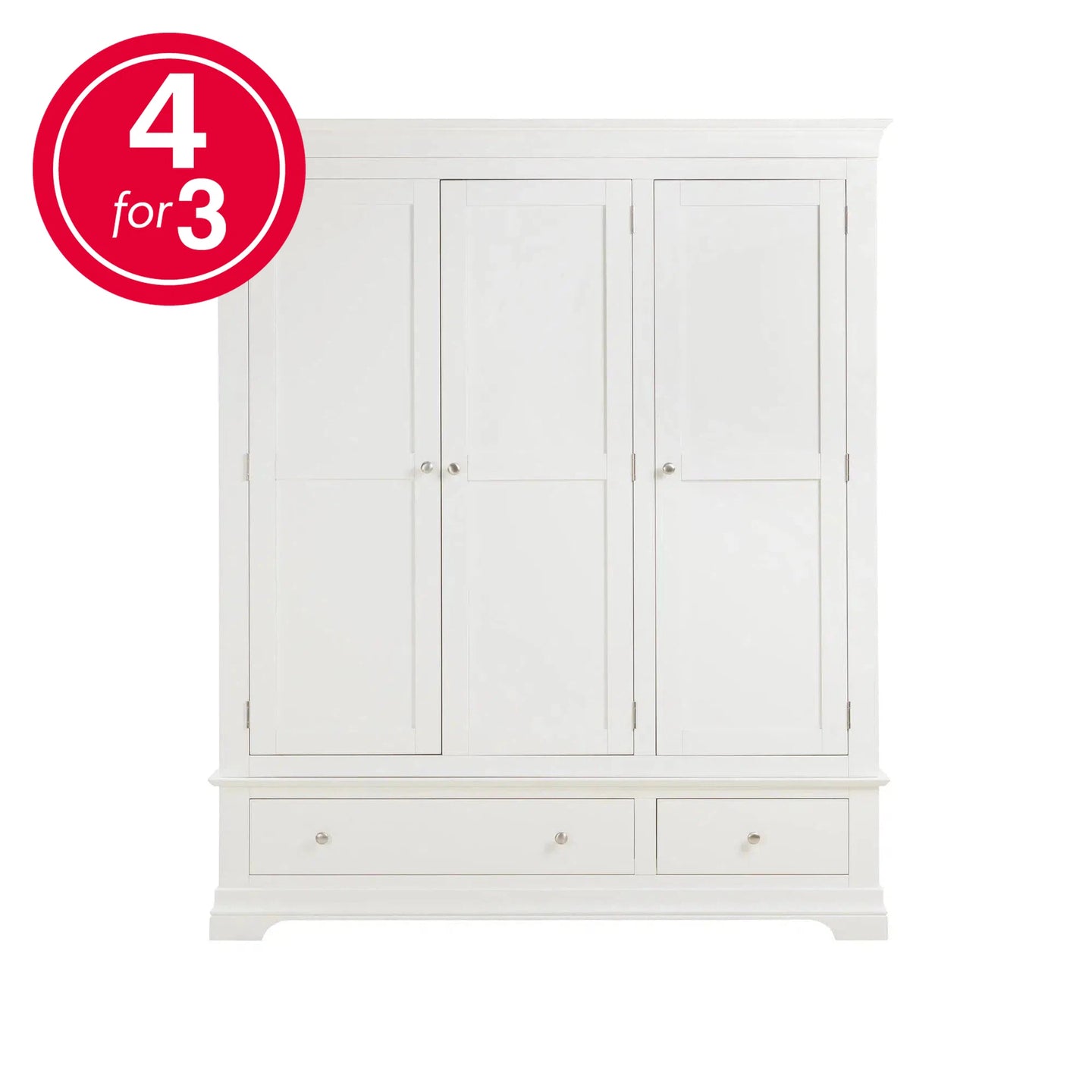 Provence - 3 Door 2 Drawer Wardrobe - White