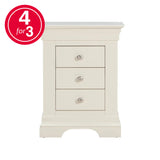 Provence - 3 Drawer Bedside - Cream