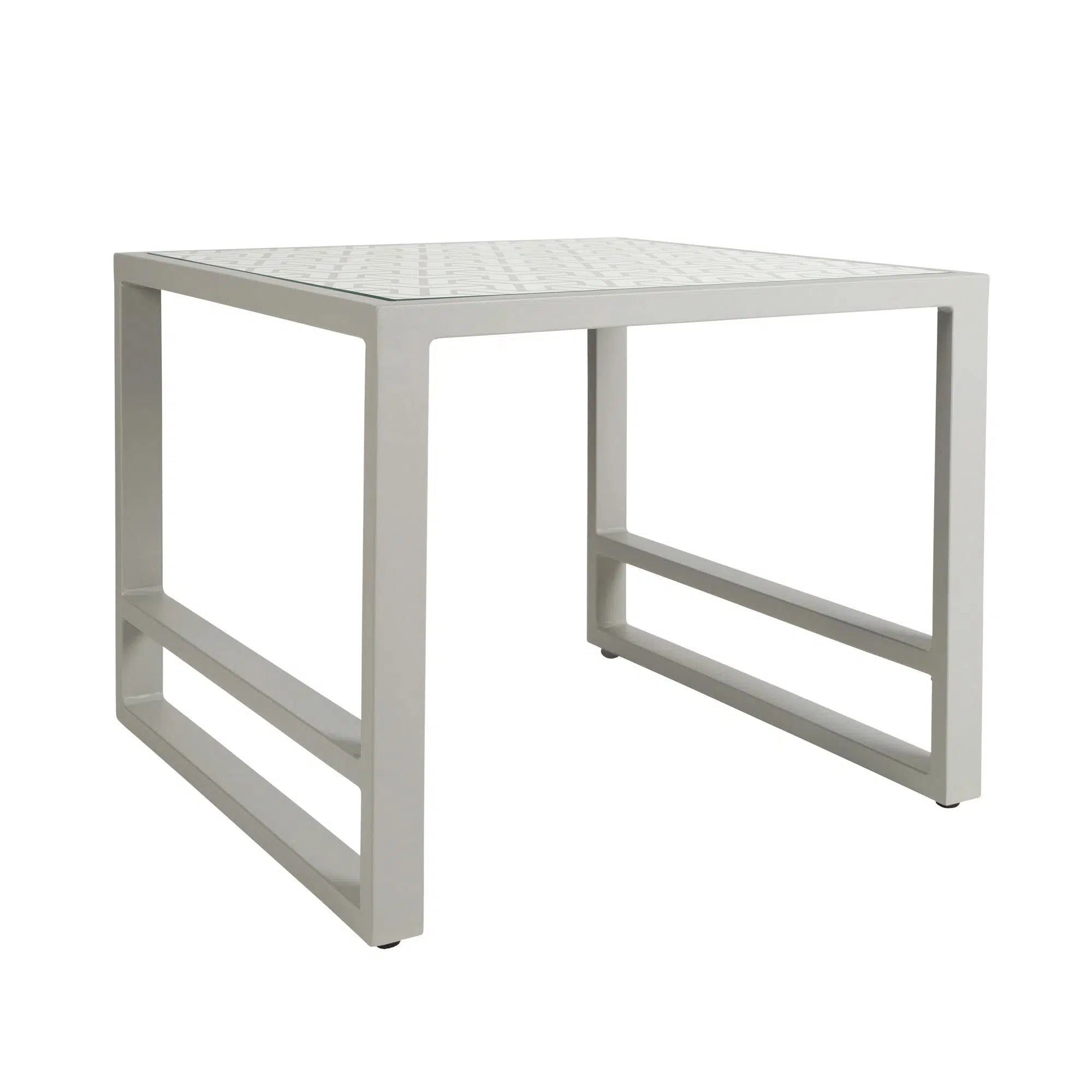 Riviera Retreat Garden Side Table - Grey Printed Glass