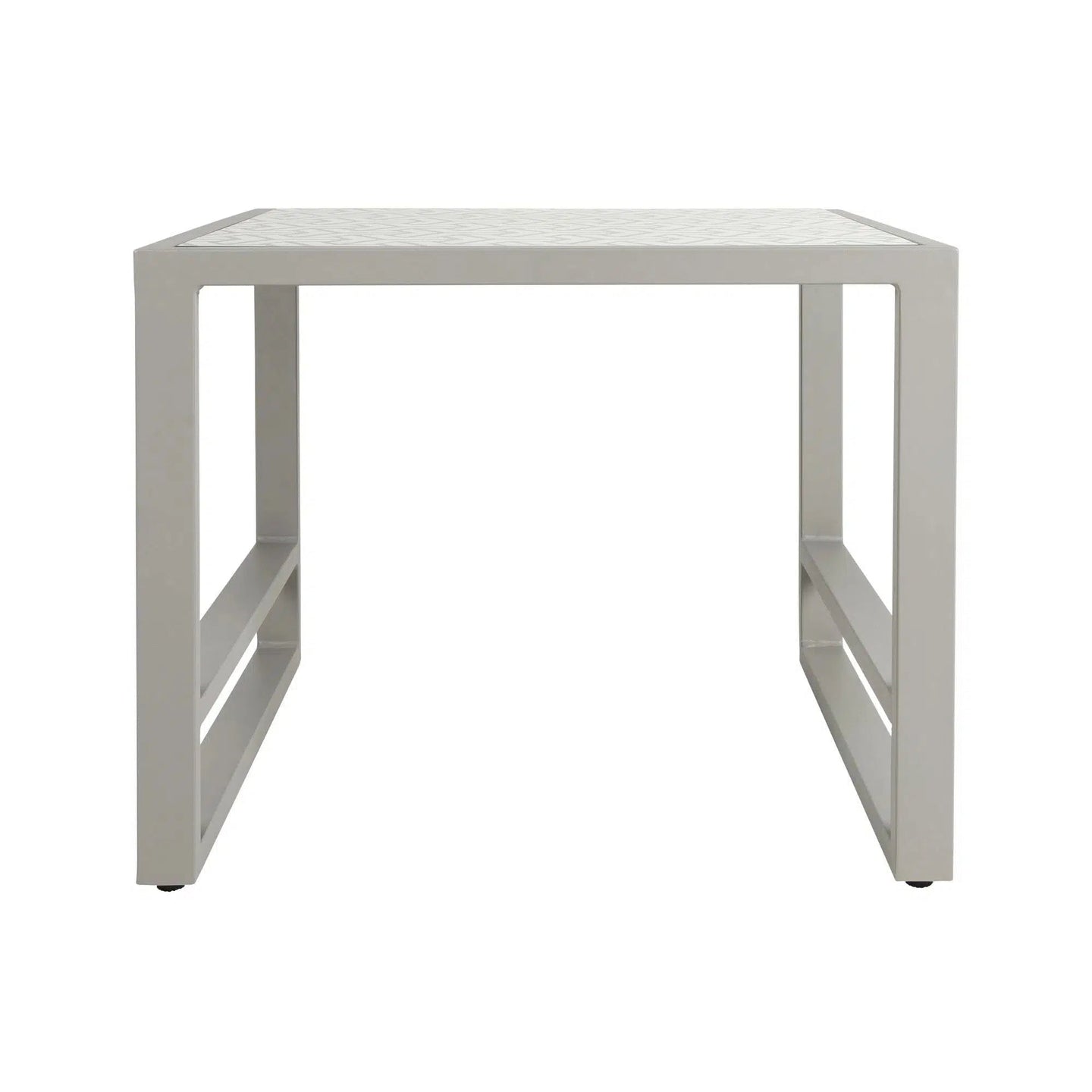 Riviera Retreat Garden Side Table - White Printed Glass