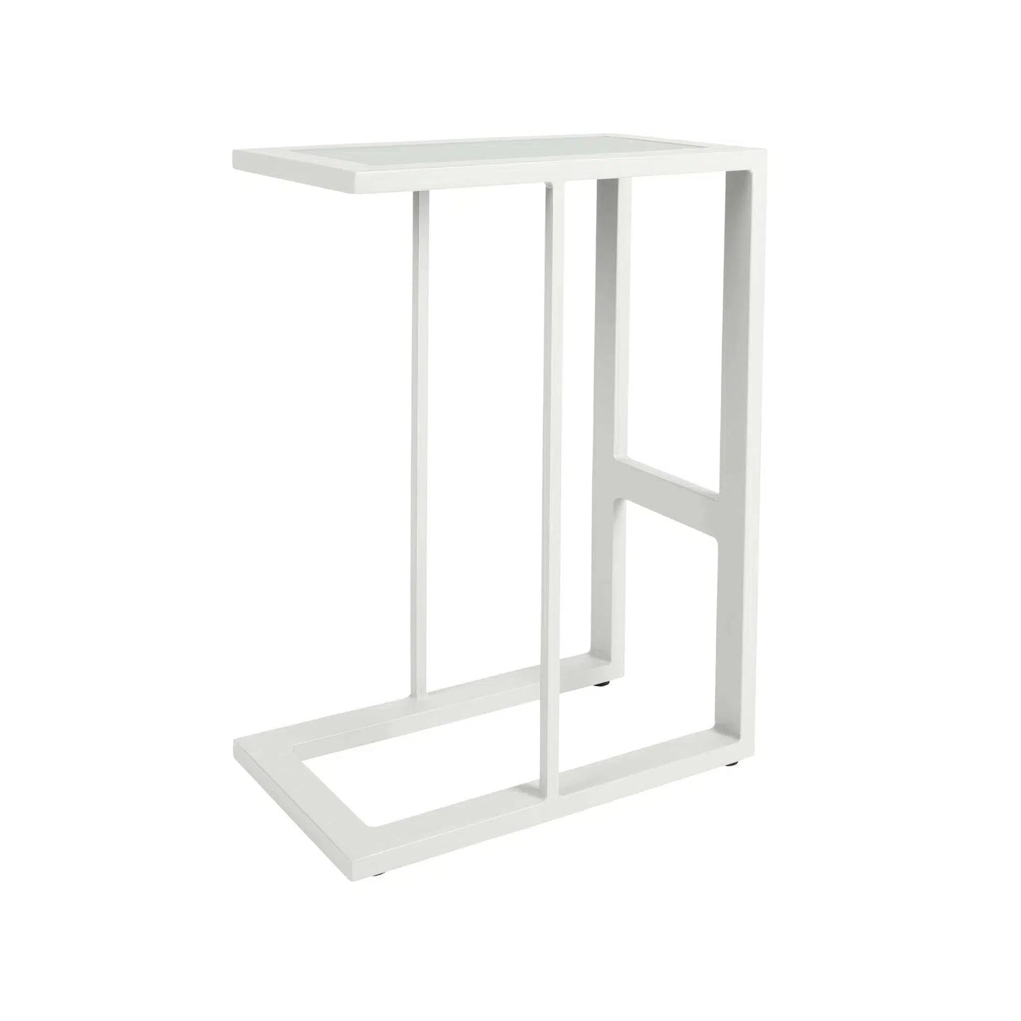 Riviera Retreat Sofa Table - White Plain Glass