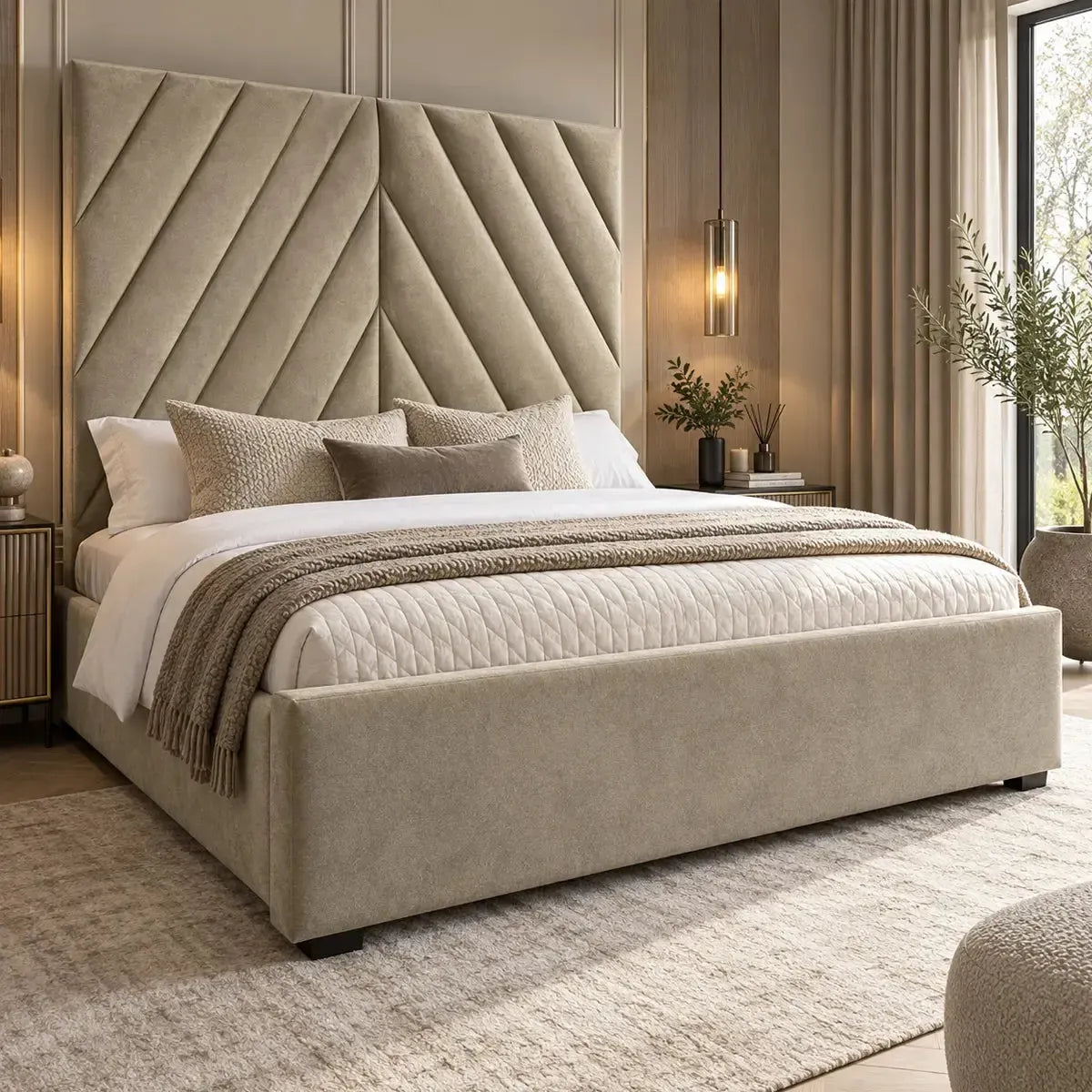 Romy King Size Bed in Oslo Stone