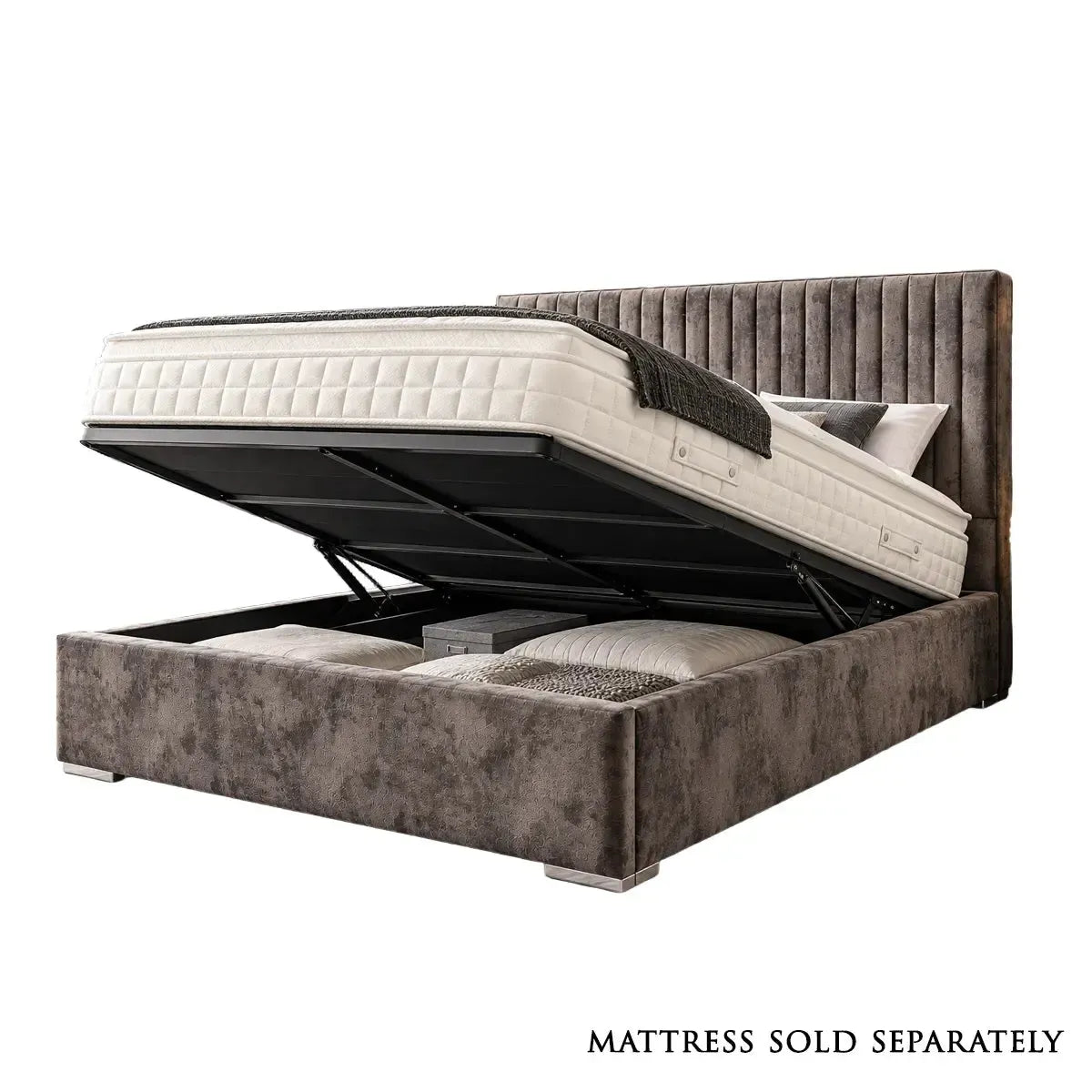 Sapphire King Size Ottoman Bed in Oakland Grey