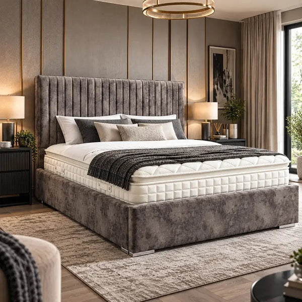 Sapphire King Size Ottoman Bed in Oakland Grey