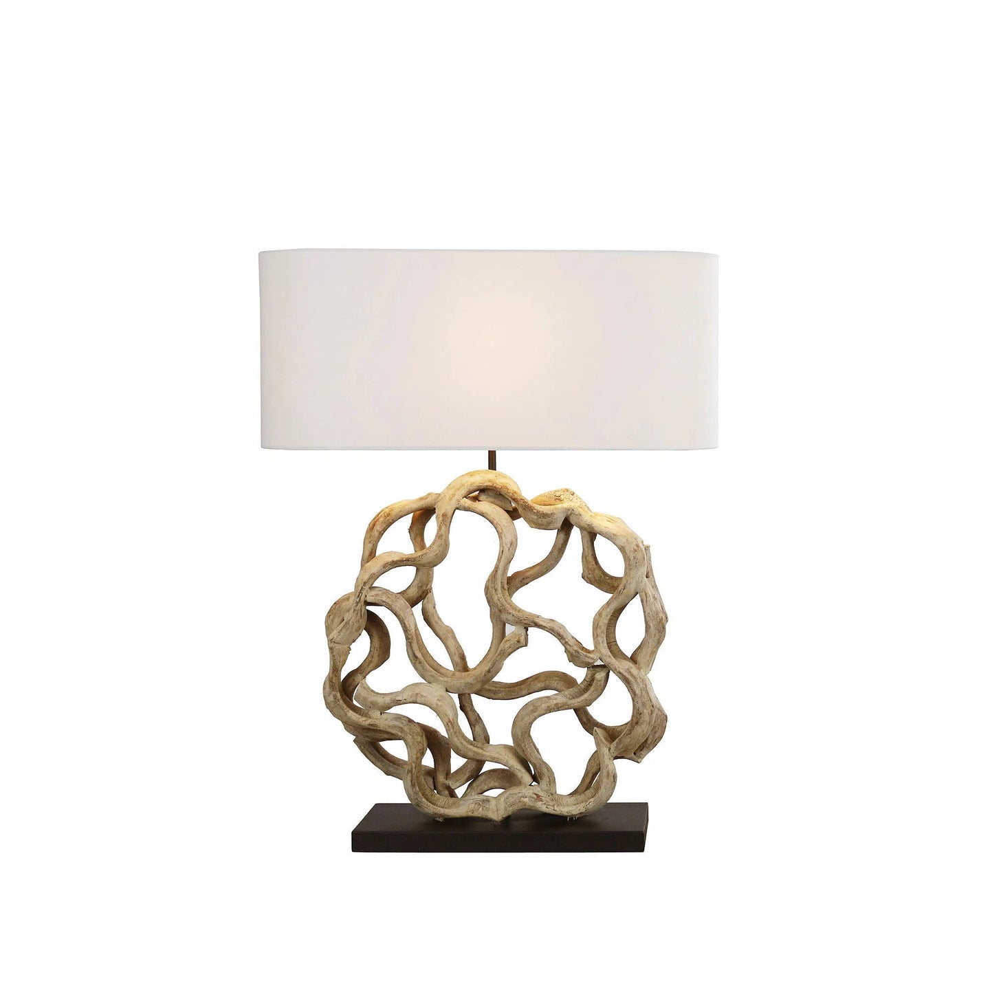 Sculpted Vine Table Lamp With Oval Lamp Shade