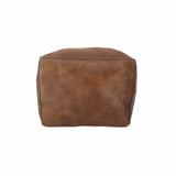 Sebastion Leather Pouffe - Brown