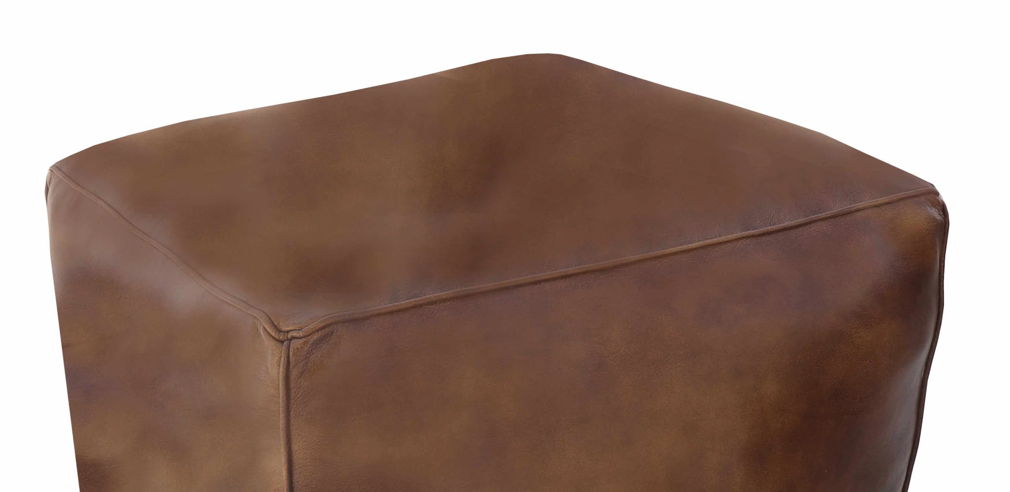 Sebastion Leather Pouffe - Brown