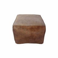 Sebastion Leather Pouffe - Brown