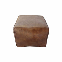 Sebastion Leather Pouffe - Brown